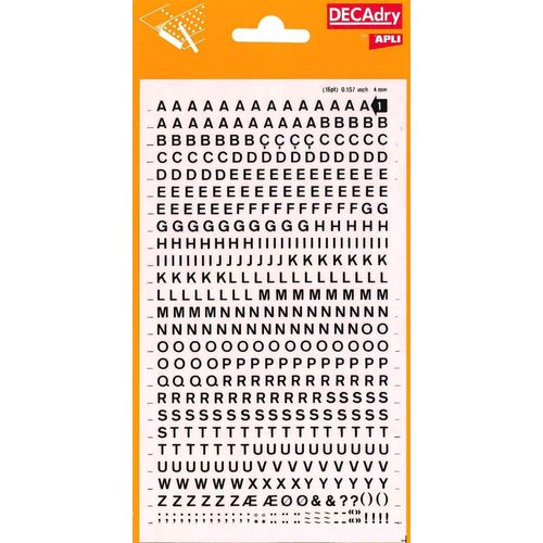 Decadry Lettres Transferts (1 Feuille) Dd1f 4 Mm Noir