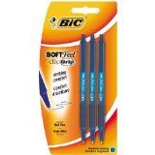 Bic Soft Feel Clic Grip Blister De 3 Stylos-Billes Bleu [Fournitures De Bureau]
