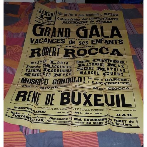 Très Rare Affiche Grand Gala Robert Rocca Du 14 05 1949
