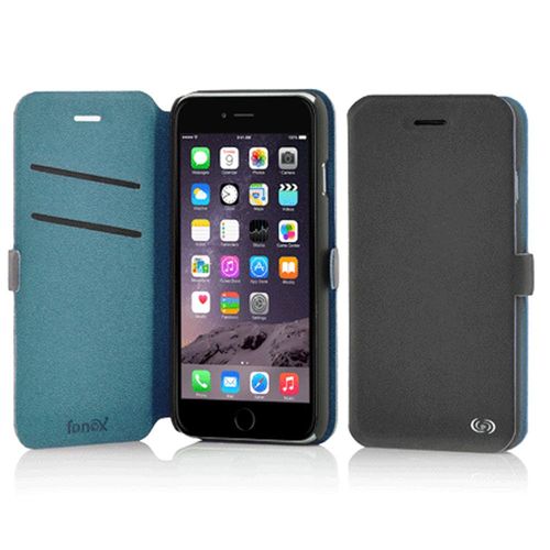 Etui Folio Fonex Série Elegance Stand Pour Iphone 6s Gris Foncé Et Bleu