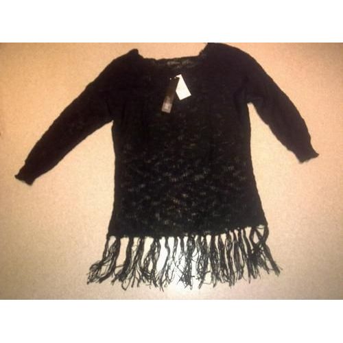 Pull Noir À Franges - T38/40