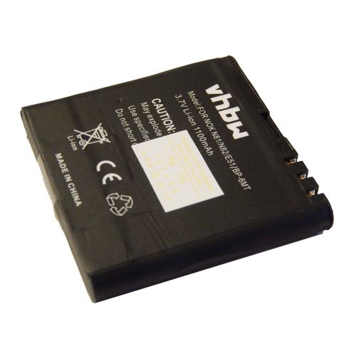 Batterie Li-Ion Vhbw 1100mah (3.7v) Pour Téléphone Portable, Smartphone Nokia E51, N78, N81, N81 8gb Comme Bp-6mt, Bl-6mt.