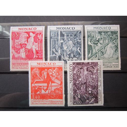 Monaco. Timbres N° 905 A 909 (1972). Protection Des Monuments Historiques: Fresques De J. Canavesio (Chapelle N.D. Des Fontaines. La Brigue A.M.)