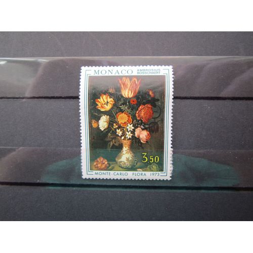 Monaco. Timbre N°916 (1973).  Floralies Internationales A Monte-Carlo. Vase Avec Fleurs (A. Bosschaert)