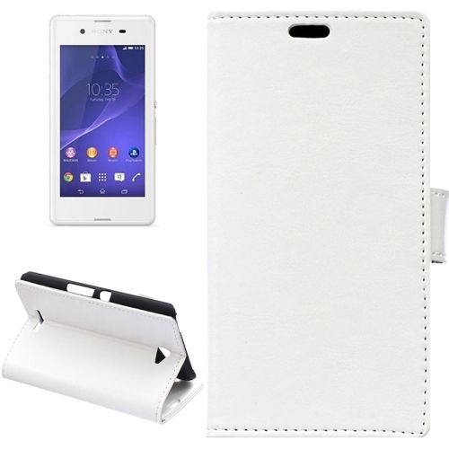 Coque Housse Cuir Pu Texture Peau  Xperia E4 Blanc