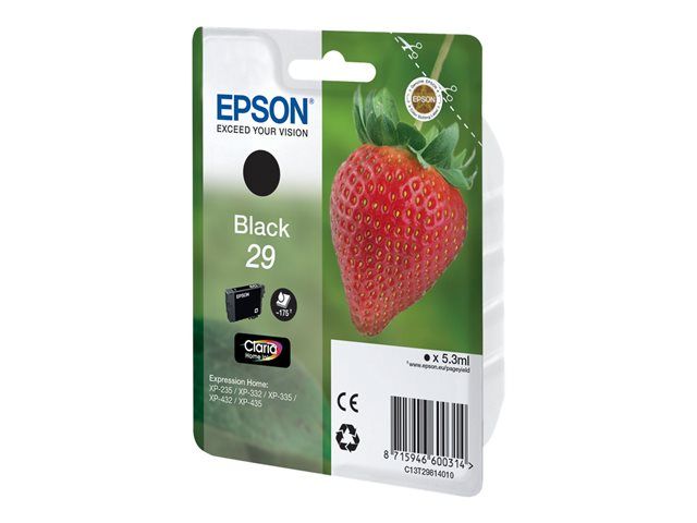 Epson 29 - 5.3 ml - noir - originale - cartouche d'encre - pour Expression Home XP-235, 245, 247, 332, 335, 342, 345, 432, 435, 442, 445