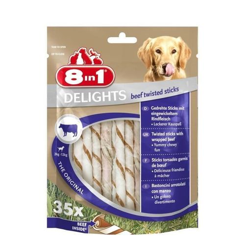 8in1 Delights Twisted Sticks Beef 35pcs Os A Mâcher Pour Chien