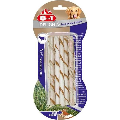 8in1 Delights Twisted Sticks Beef 10pcs Os A Mâcher Pour Chien