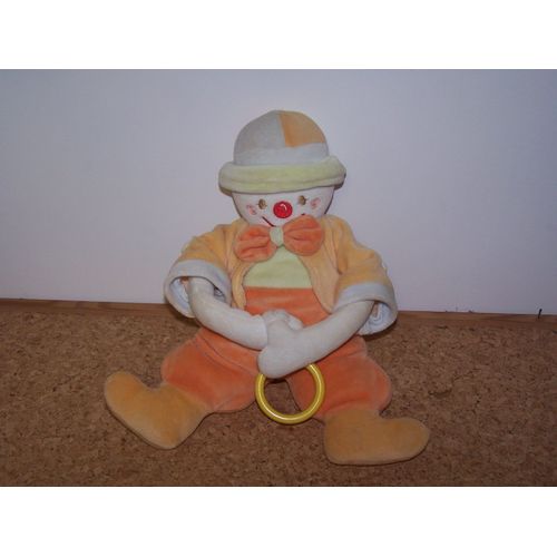 Doudou Clown Sucre D'orge Grelot Anneau