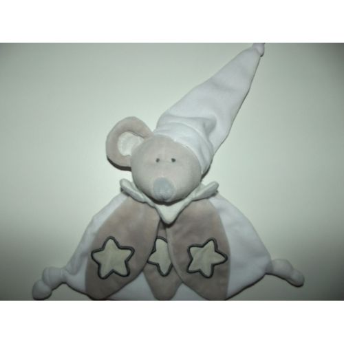 Doudou Plat Mouchoir Souris Baby Nat' Babynat Luminescent Phosphorescent Brille Dans Le Noir Blanc Gris Bonnet Étoile Comfort Blanket Comforter Soft Toys Peluche 