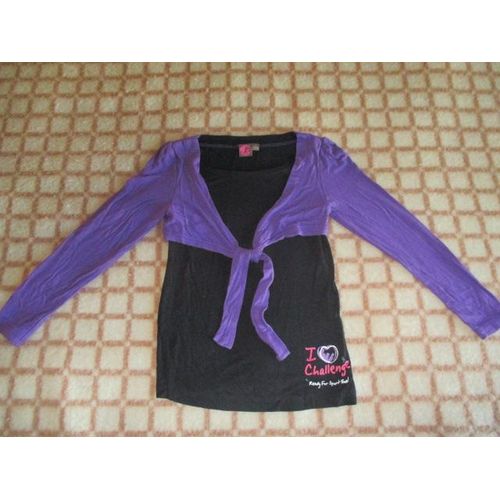 Tunique "Cardignan" Violette & Noire 8 Ans