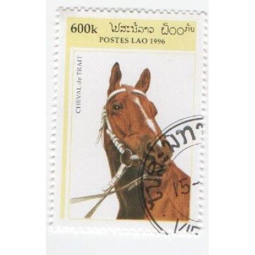 Timbre Laos Lao Cheval Oblitere 600k
