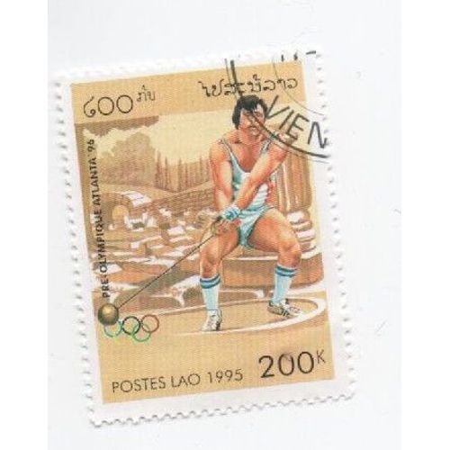 Timbre Laos Lao Lancer De Poid Pres Olympique Atlanta 200k