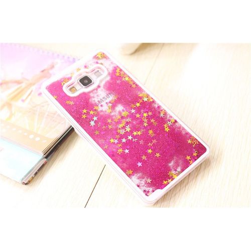 New Coque Rose Fushia Samsung Galaxy Grand Prime Liquide Pailettes Etoiles Bling Diamant Stars Bumper