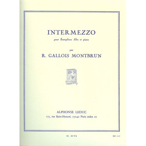 Intermezzo Pour Saxophone Alto Et Piano