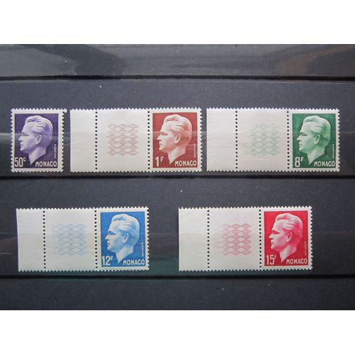 Monaco. Timbres N° 344-348 (1950-1951). Prince Rainier I.I.I