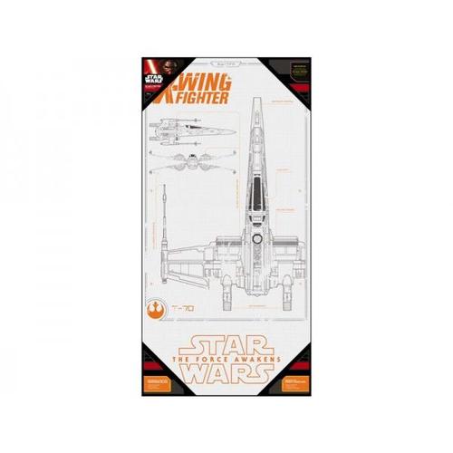 Poster En Verre Star Wars Episode 7 - X-Wing Blueprint 50x25cm