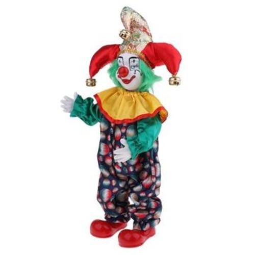 Poup¿¿E Clown En Porcelaine De 35 Cm Avec Tenue Et Cadeau Wj2769
