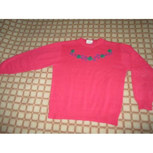 Pull Fleuri Rose 14 Ans