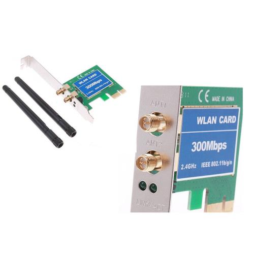 Carte PCIe WIFI - 2.4GHz - 802.11 B/G/N - 300 Mbps - Deux antennes