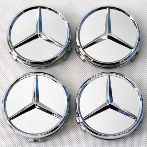 ② Nouveaux Caches moyeux Mercedes-Benz, Noir et Chrome, 75mm — Autres  pièces automobiles — 2ememain