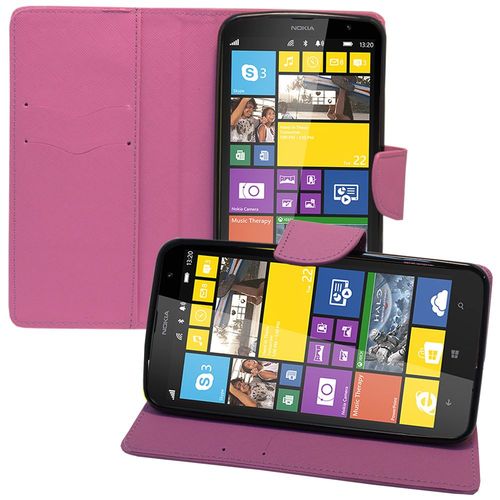 Etui Portefeuille Pour Nokia Lumia 1320 6.0" Support Video Cuir Pu Effet Tissu - Violet