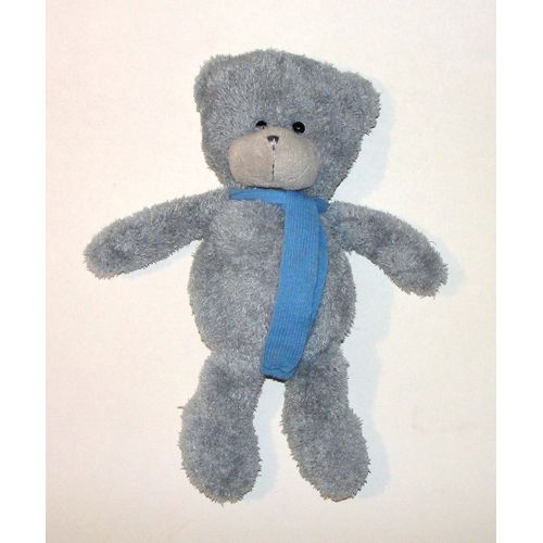 Ours Logitoys Peluche Doudou Ourson Gris Bleu 44 Cm