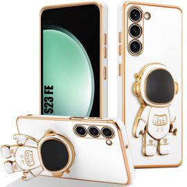 Coque Pour Samsung Galaxy S23 Fe (Pas Pour S23), Coque Antichoc En Silicone Avec Support Astronaute Mignon Galvanisé - Blanc - E.F.Connection
