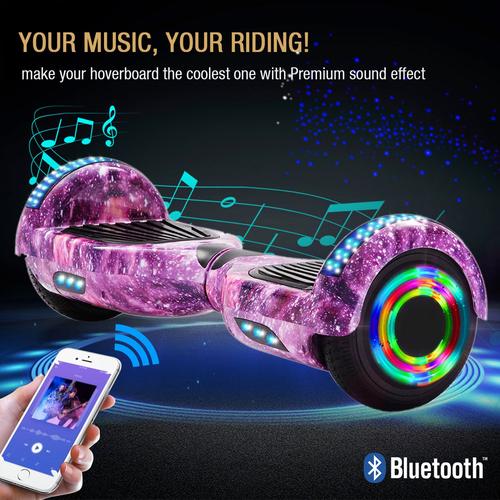 Hoverboard 6,5 Pouces Pour Enfant Et Ados Bluetooth Led Moteur Puissant Hover Board Violet Galaxy