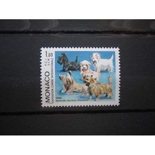 Monaco. Timbre N° 1530 (1986). Exposition Canine Internationale - Speciale Terrier D Ecosse - A Monte-Carlo
