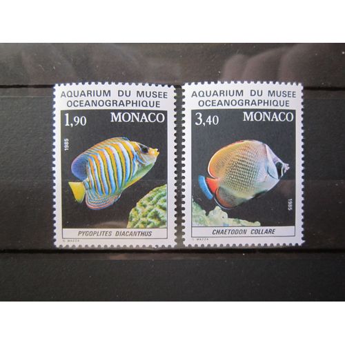 Monaco. Timbres N° 1541-1542 (1986). Faune. Poissons Du Musee Oceanographique De Monaco. Types Des T.P. De 1985.