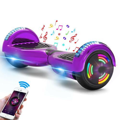 Hoverboard 6,5 Pouces Pour Enfant Et Ados Bluetooth Et Led Moteur Puissant - Violet-