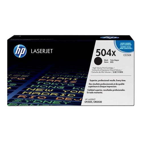 HP 504X - À rendement élevé - noir - originale - LaserJet - cartouche de toner (CE250X) - pour Color LaserJet CM3530, CM3530fs, CP3525, CP3525dn, CP3525n, CP3525x, CP3527, CP3529