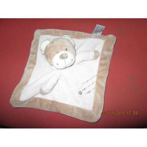 Doudou Plat Ours Simba Marron Et Rose 