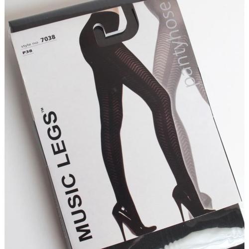 Collant Soirée Music Legs Noir Motifs Chevrons Transparents Taille Unique
