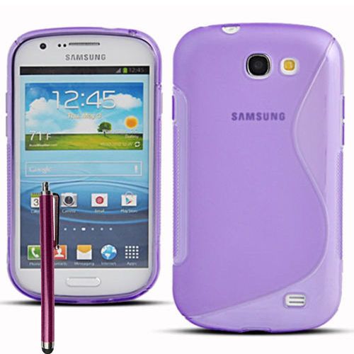 Coque Silicone Pour Samsung Galaxy Express I8730/ Express I437 Gel Motif S Au Dos - Violet + Stylet