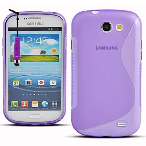 Coque Silicone Pour Samsung Galaxy Express I8730/ Express I437 Gel Motif S Au Dos - Violet + Mini Stylet
