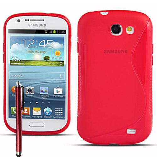 Coque Silicone Pour Samsung Galaxy Express I8730/ Express I437 Gel Motif S Au Dos - Rouge + Stylet