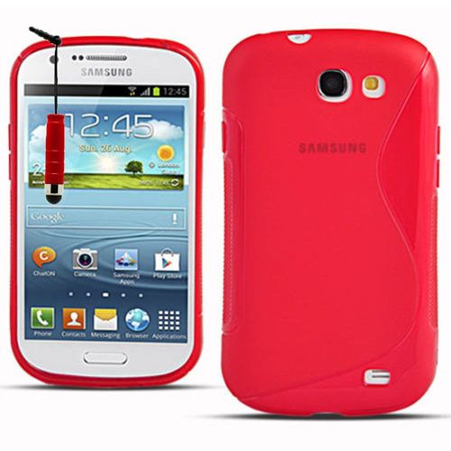 Coque Silicone Pour Samsung Galaxy Express I8730/ Express I437 Gel Motif S Au Dos - Rouge + Mini Stylet