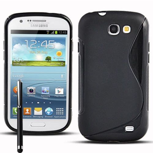 Coque Silicone Pour Samsung Galaxy Express I8730/ Express I437 Gel Motif S Au Dos - Noir + Stylet