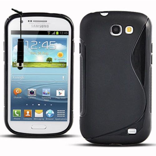 Coque Silicone Pour Samsung Galaxy Express I8730/ Express I437 Gel Motif S Au Dos - Noir + Mini Stylet