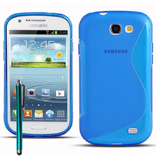 Coque Silicone Pour Samsung Galaxy Express I8730/ Express I437 Gel Motif S Au Dos - Bleu + Stylet