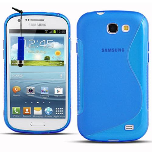 Coque Silicone Pour Samsung Galaxy Express I8730/ Express I437 Gel Motif S Au Dos - Bleu + Mini Stylet