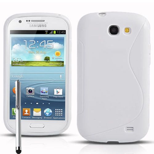 Coque Silicone Pour Samsung Galaxy Express I8730/ Express I437 Gel Motif S Au Dos - Blanc + Stylet