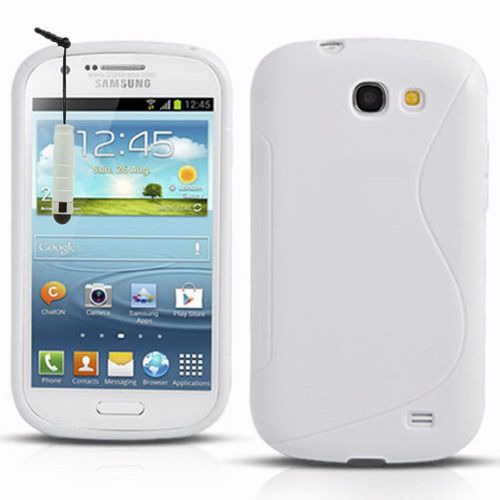 Coque Silicone Pour Samsung Galaxy Express I8730/ Express I437 Gel Motif S Au Dos - Blanc + Mini Stylet
