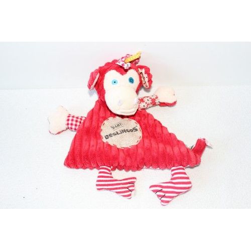 Doudou Plat Bogos Le Singe Les Déglingos Rouge Baby Déglingos 24 Cm
