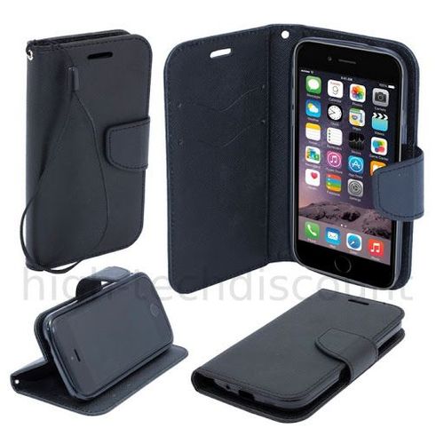 Housse Etui Coque Pochette Portefeuille Pour Apple Iphone 6 (4.7) + Film Ecran - Noir / Noir