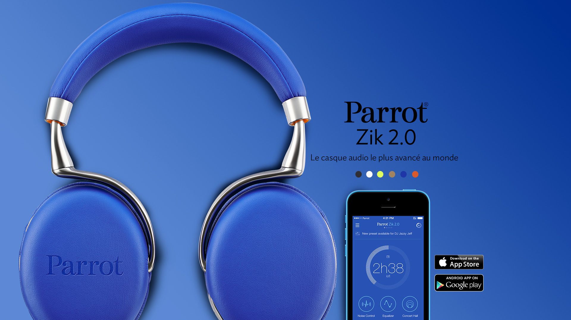 Casque Parrot Zik 2.0 - sans fil - Bluetooth - Suppresseur de bruit actif - Blanc_image_1|Rakuten