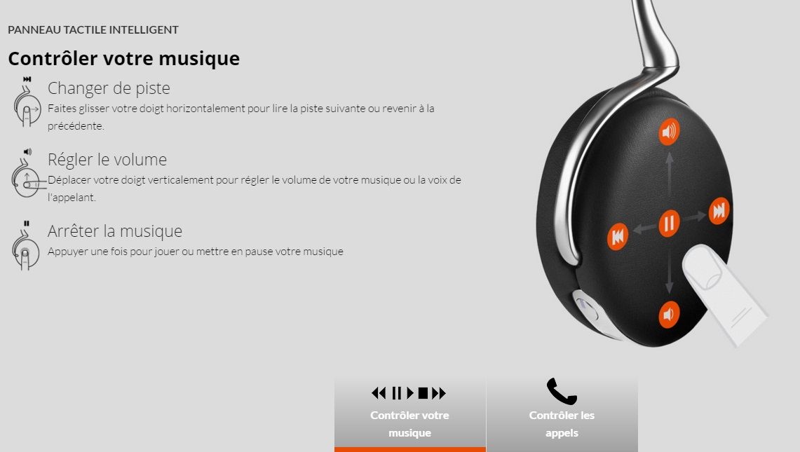 Casque Parrot Zik 2.0 - sans fil - Bluetooth - Suppresseur de bruit actif - Blanc_image_3|Rakuten