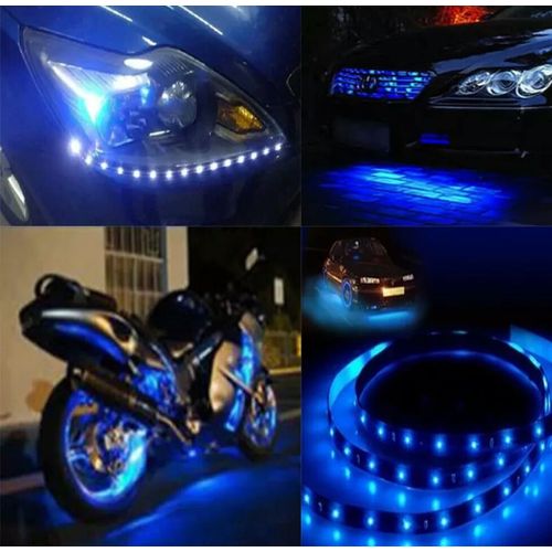 2 Bandes Souples De 12 Led Bleu (30 Cm) - Adhésives, Waterproof (Étanche) - 12v - Tuning / Daylight / Portières / Intérieur / Etc...